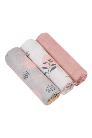 3 langes en fibres de bambou Leaf - Bleu et blanc