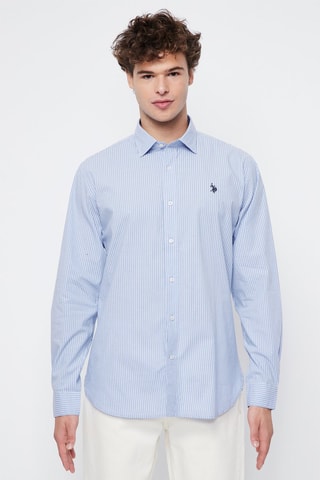 Chemise slim - Ciel et blanc