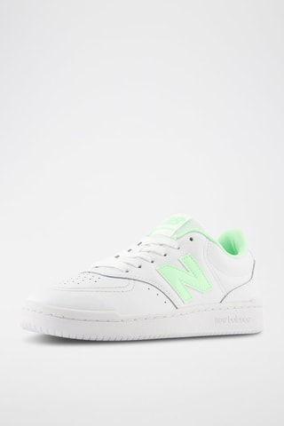 Baskets en cuir W80 - Blanc et vert fluo