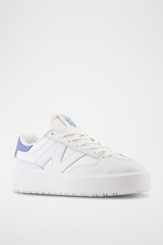 Baskets plateformes en cuir 302 - Blanc et bleu