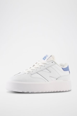Baskets plateformes en cuir 302 - Blanc et bleu