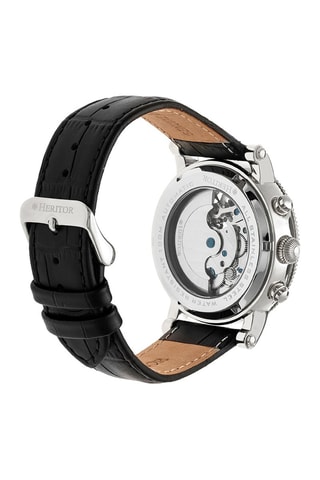 Leren Automatisch Horloge Winston - Zwart en Zilverkleurig