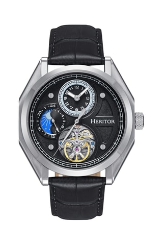 Leren Automatische Horloge Antoni - Zwart en Zilverkleurig