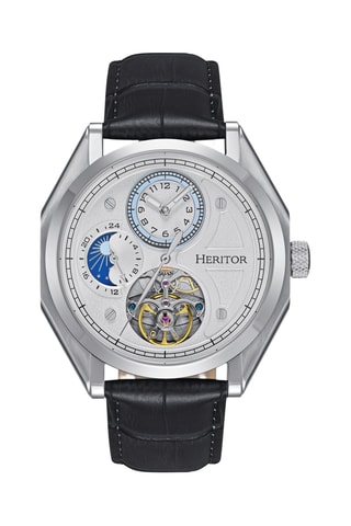 Leren Automatische Horloge Antoni - Zwart en Zilverkleurig