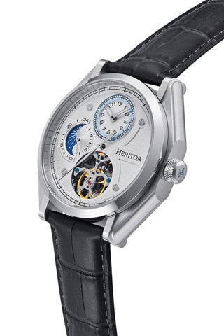 Leren Automatische Horloge Antoni - Zwart en Zilverkleurig