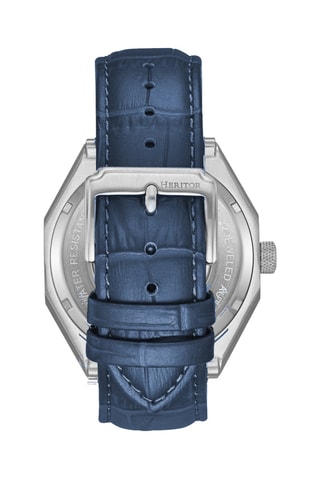 Leren Automatische Horloge Antoni - Marineblauw en Zilverkleurig