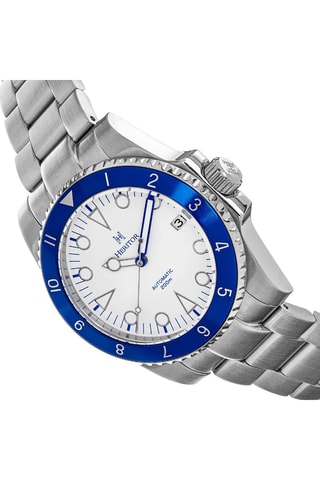 Automatisch Stalen Horloge Zilverkleurig en Blauw