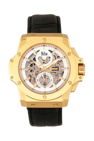 Automatisch Leren Horloge Commodus   Zwart en Goudkleurig - Reign