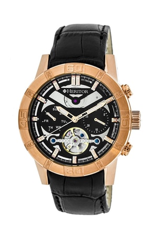 Relógio automático em couro Hamilton - Preto e dourado-rosa