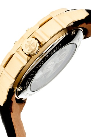 Relógio automático em couro Conrad - Preto e dourado