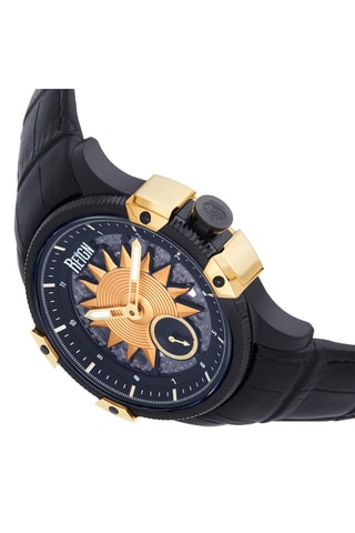 Automatisch Leren Horloge Zwart en Goudkleurig - Reign
