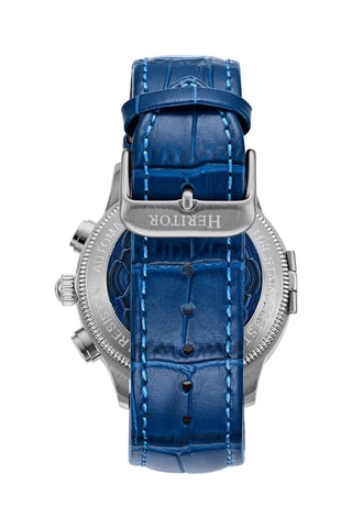 Relógio automático em couro Apostle - Azul e prateado