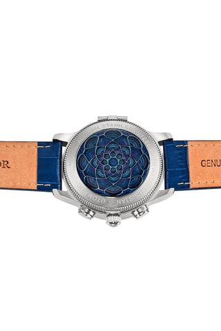 Relógio automático em couro Apostle - Azul e prateado