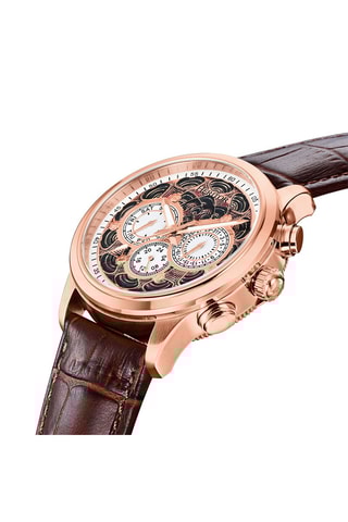 Relógio automático em couro Apostle - Castanho e dourado-rosa