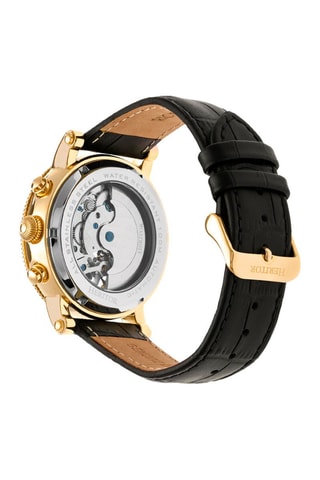 Leren Automatisch Horloge Winston - Zwart en Goudkleurig