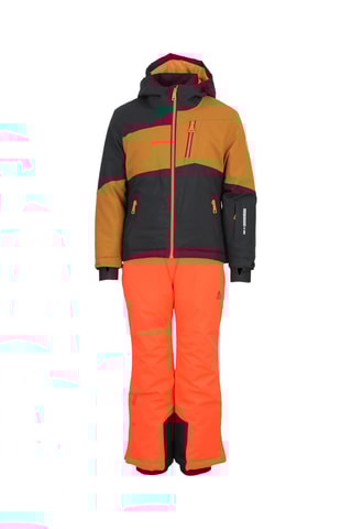 Casaco com capuz e calças de esqui Fanice - Preto e camel