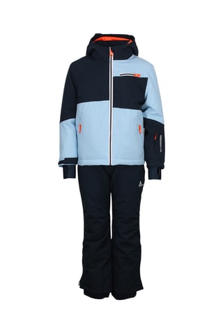 Casaco com capuz e calças de esqui Ecardio - Azul e laranja