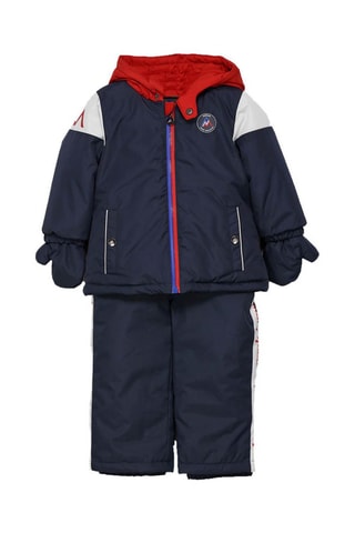 Corta-vento com capuz e jardineiras de esqui Memont Azul-marinho