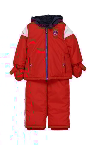 Corta-vento com capuz e jardineiras de esqui Memont Vermelho