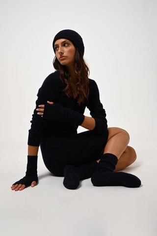 Bonnet Scott 100% cachemire, 4 fils - Bleu foncé