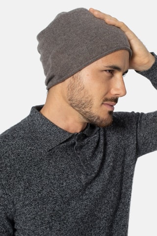 Bonnet Pinier 100% cachemire, 2 fils - Taupe chiné