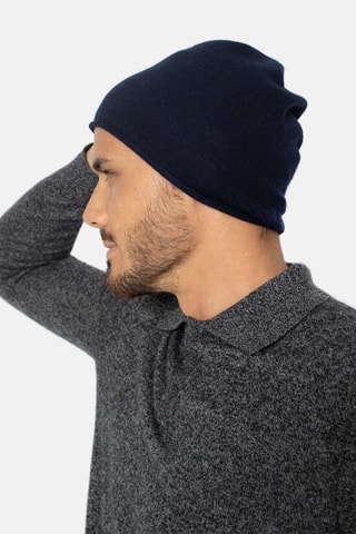Bonnet Pinier 100% cachemire, 2 fils - Bleu marine