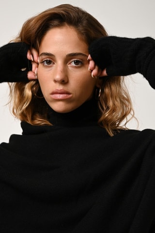 Mitaines torsadées Iris 100% cachemire, 6 fils - Noir