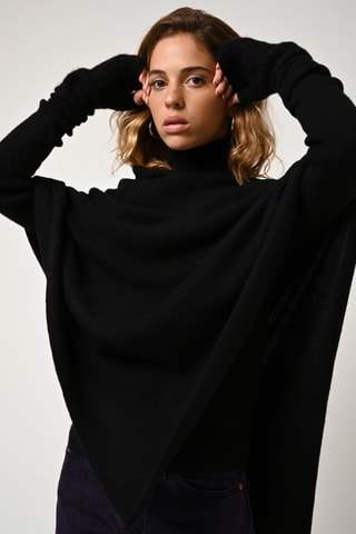 Mitaines torsadées Iris 100% cachemire, 6 fils - Noir