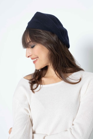 Béret Liwi 100% cachemire 4 fils - Bleu marine