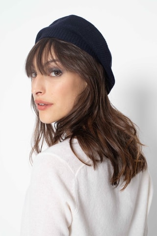 Béret Liwi 100% cachemire 4 fils - Bleu marine