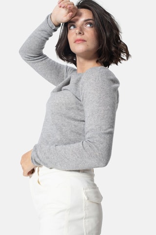 Pull Criou 100% cachemire, 2 fils - Encolure bateau - Gris