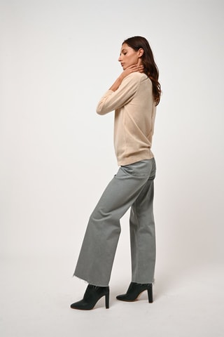 Pull Estaris 100% cachemire - Col rond boutonné dos - Sable