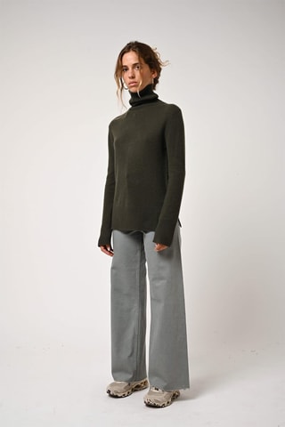 Pull Fornet 100% cachemire - Col montant - Kaki