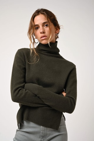 Pull Fornet 100% cachemire - Col montant - Kaki