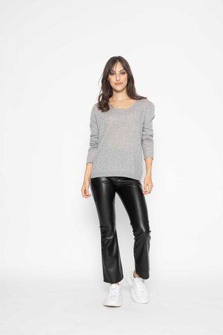 Pull Lanfon 100% cachemire, 2 fils - Encolure en U - Gris chiné