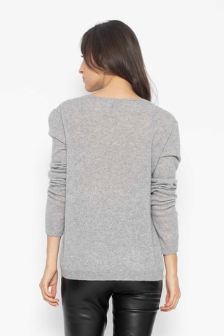 Pull Lanfon 100% cachemire, 2 fils - Encolure en U - Gris chiné