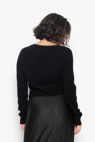 Pull Guisalet 100% cachemire, 2 fils - Col en V - Noir