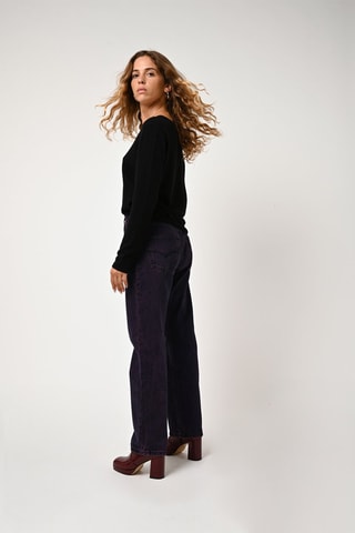 Pull Lanfon 100% cachemire, 2 fils - Encolure bateau - Noir