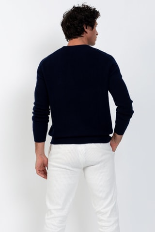 Pull Victo 100% cachemire, 4 fils - Col rond - Bleu marine