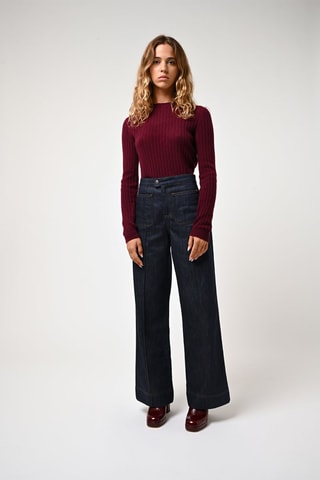 Pull Bella 100% cachemire, 2 fils - Col rond - Bordeaux