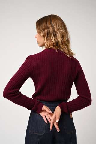 Pull Bella 100% cachemire, 2 fils - Col rond - Bordeaux