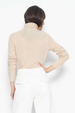 Pull Bise 100% cachemire, 2 fils - Col montant - Beige