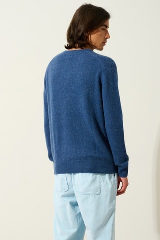 Pull Victor 100% cachemire, 4 fils - Col en V - Océan chiné