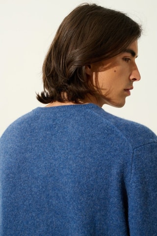 Pull Victor 100% cachemire, 4 fils - Col en V - Océan chiné