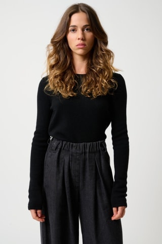 Pull Ivy 100% cachemire, 4 fils - Col rond - Noir