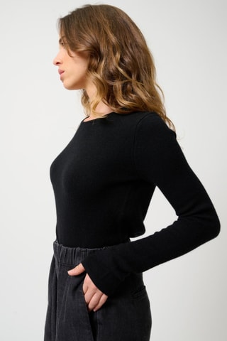Pull Ivy 100% cachemire, 4 fils - Col rond - Noir