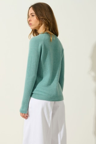 Pull Ecrin 100% cachemire, 2 fils - Col rond - Vert 