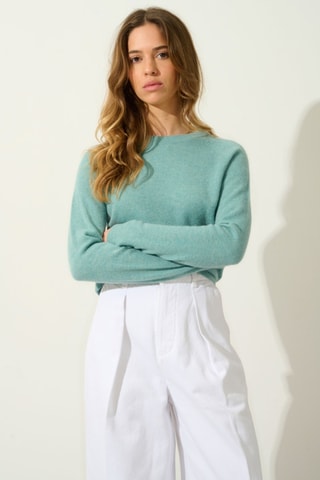 Pull Ecrin 100% cachemire, 2 fils - Col rond - Vert 