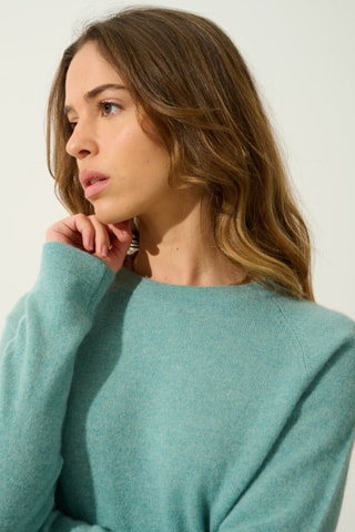 Pull Ecrin 100% cachemire, 2 fils - Col rond - Vert 