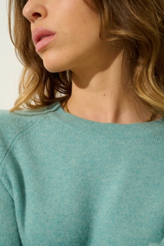 Pull Ecrin 100% cachemire, 2 fils - Col rond - Vert 